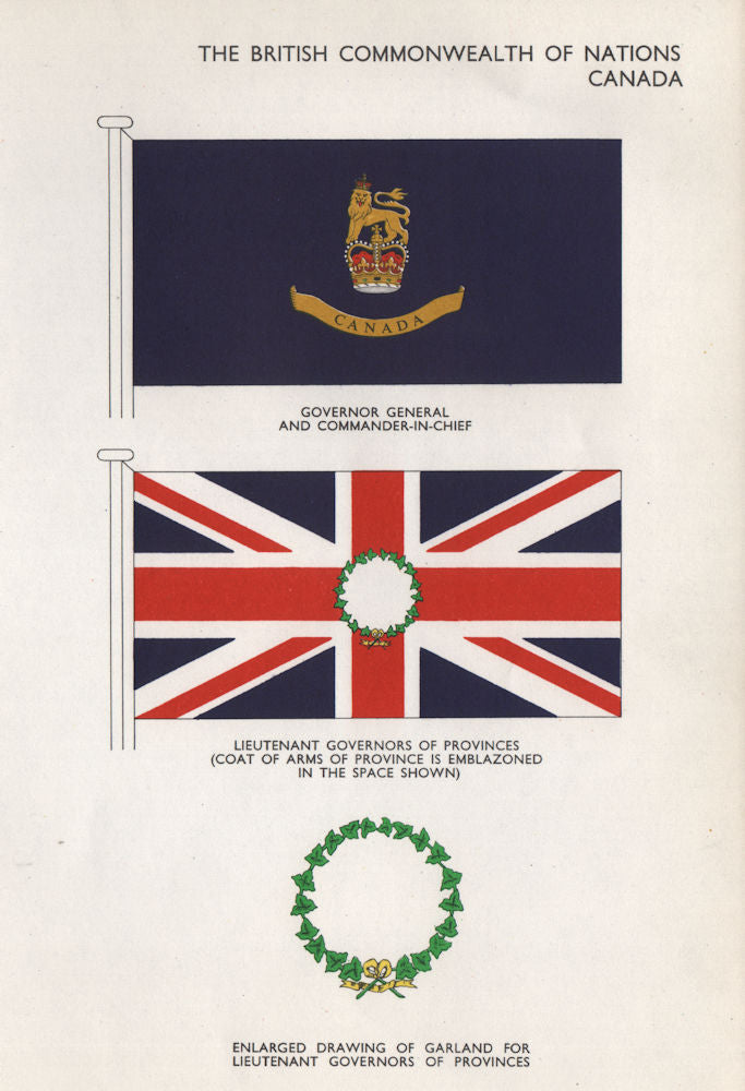 CANADA FLAGS. Governor General & C-in-C. Lieutenant-Gov'rs of Provinces 1958